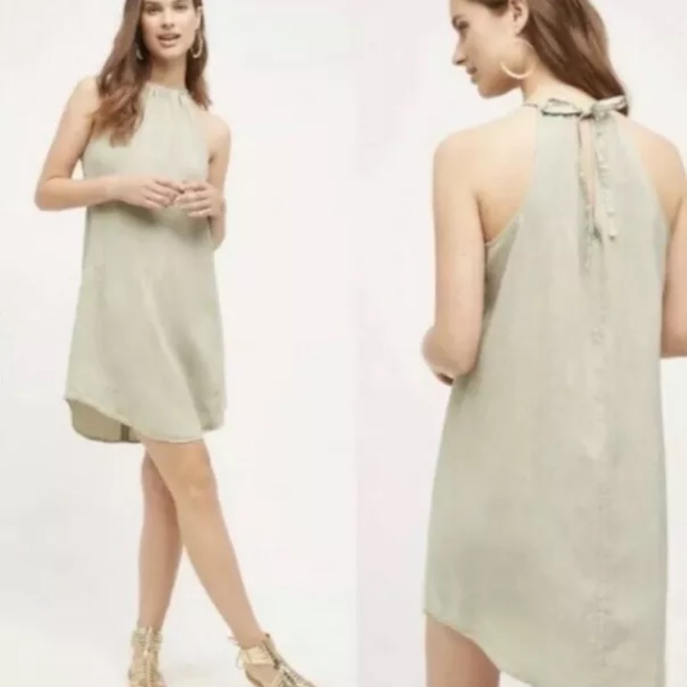 🌷 Cloth & Stone (Anthropologie) High Tides Safari Green Halter Dress Size S